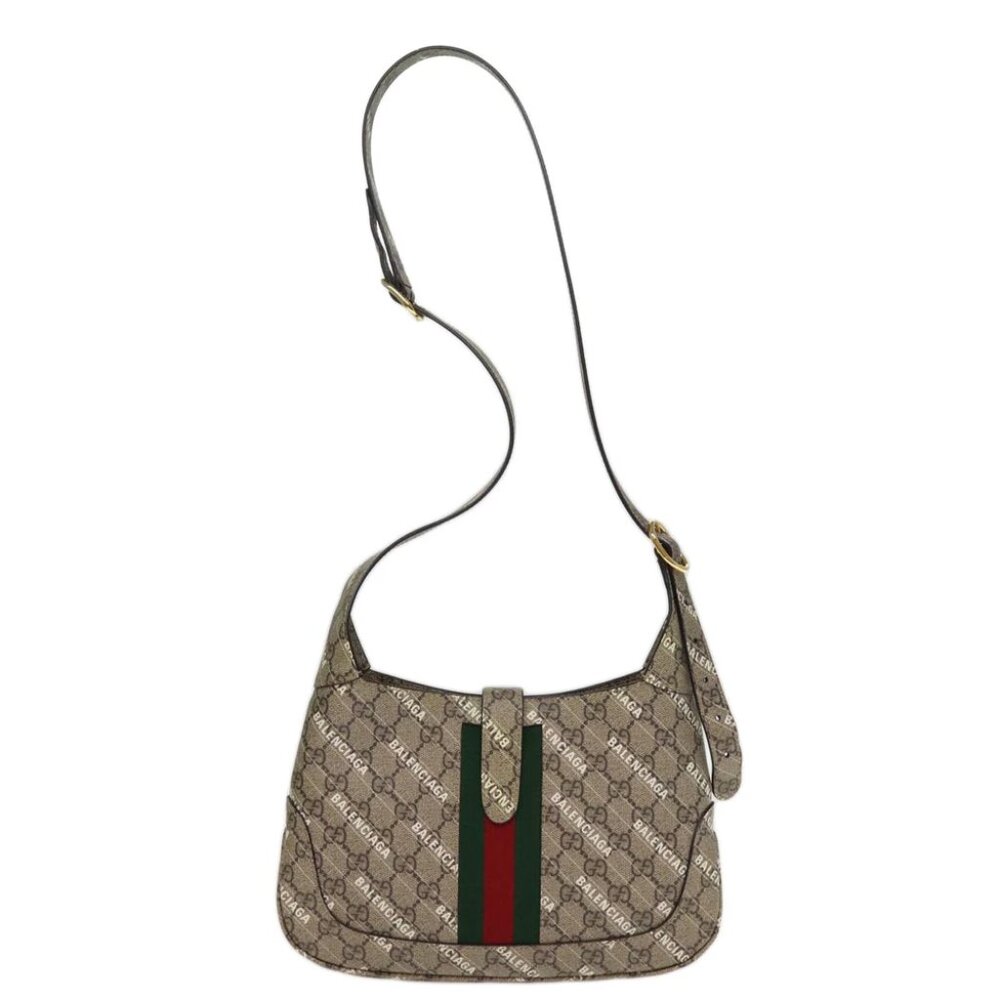 GUCCI GG Supreme Web Sherry Line Jackie Bag BALENCIAGA Beige 636706 Auth 749... - Picture 5 of 15